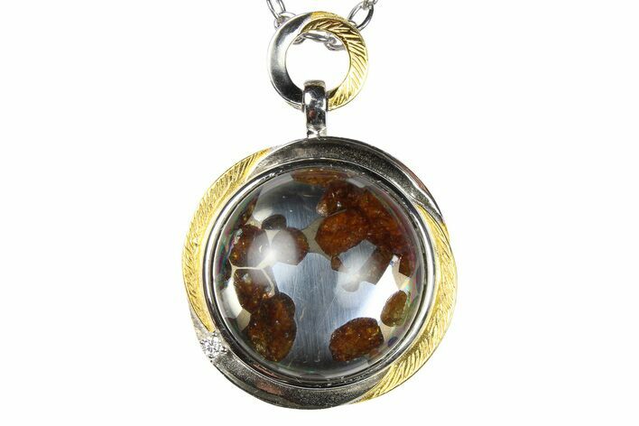 Sericho Pallasite Round Meteorite Pendant - Kenya #272002